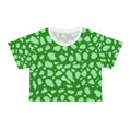 Green Abstract Spot Crop Tee — All-Over Print Vibrant Pattern