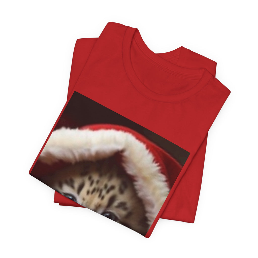 Christmas Snow Leopard Cub T-Shirt — Cute Holiday Cat Tee