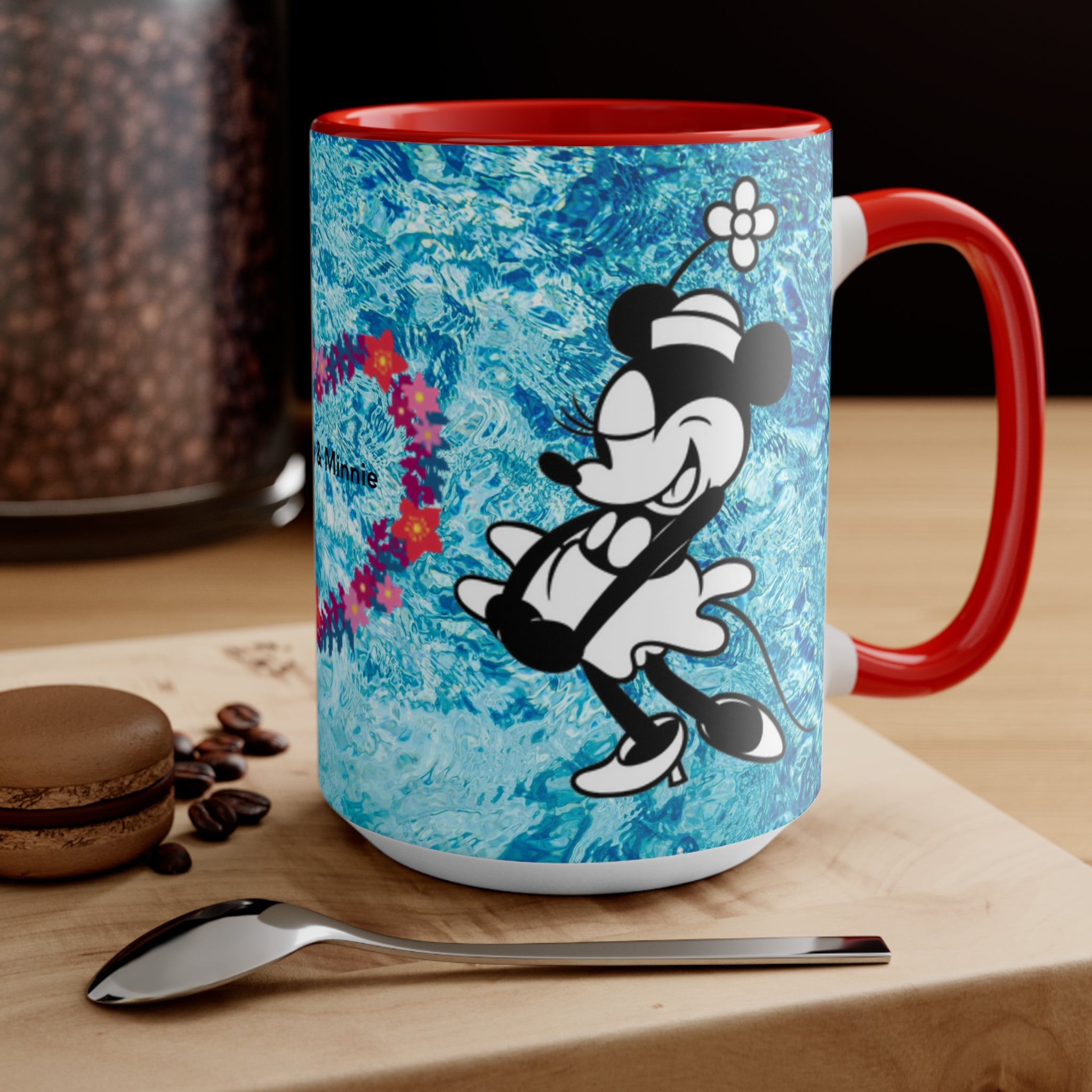 Mickey & Minnie Vibes Accent Mug — Floral Heart Retro Disney Design