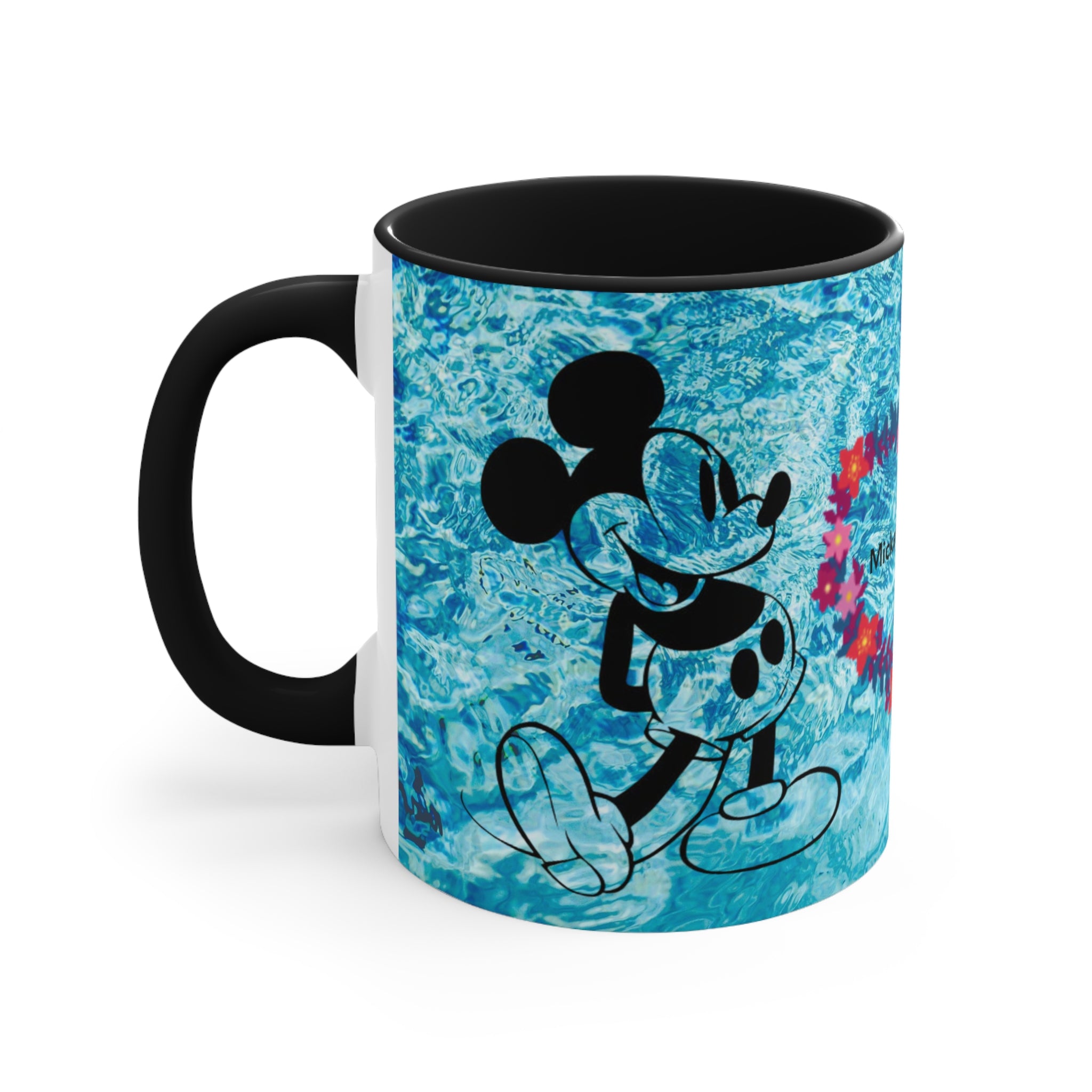 Mickey & Minnie Vibes Accent Mug — Floral Heart Retro Disney Design