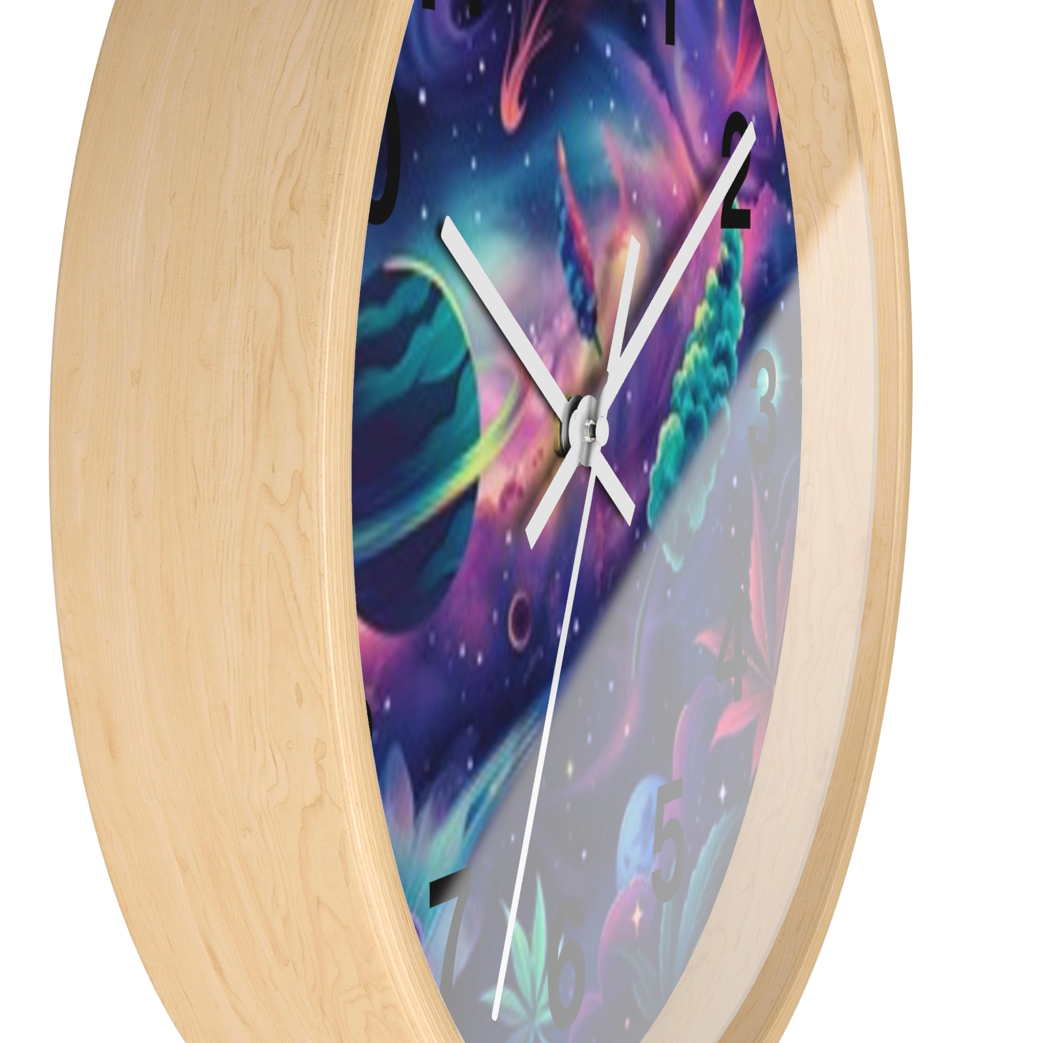 Cosmic Cannabis Wall Clock — Psychedelic Space Marijuana Art Clock