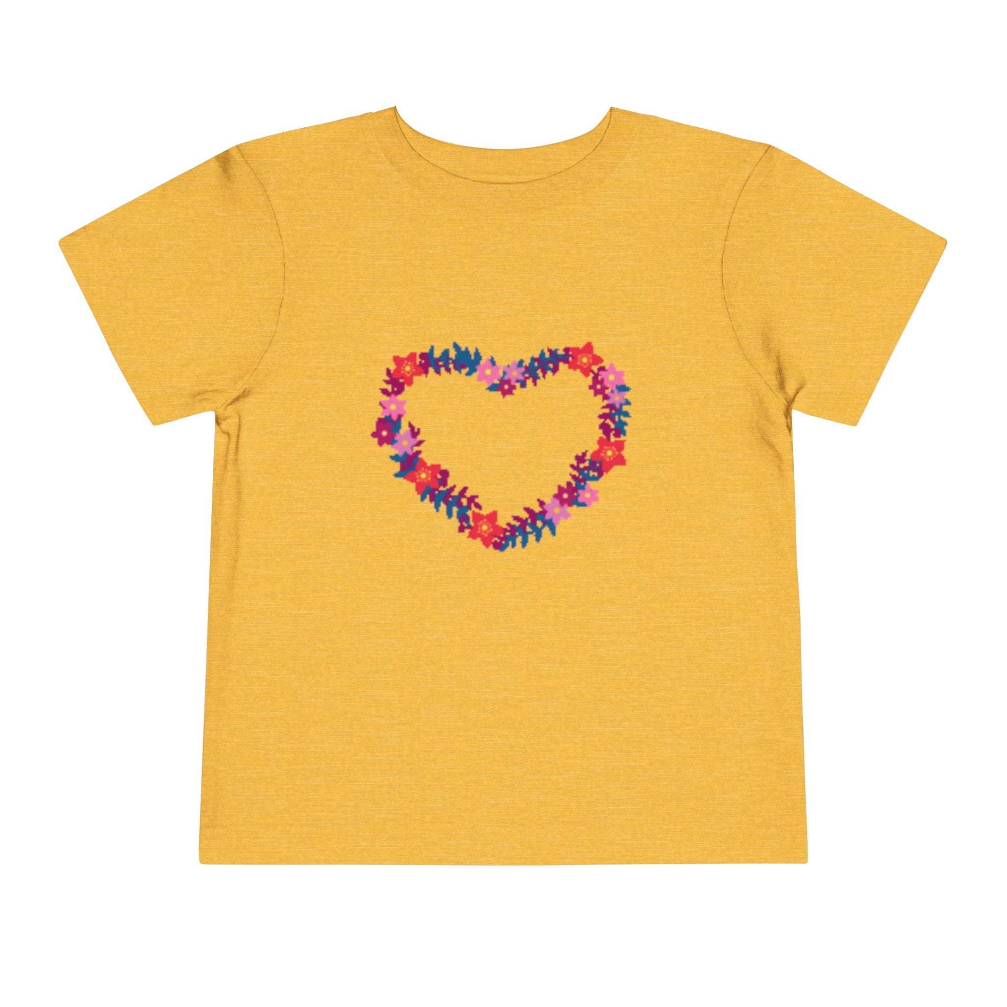 Toddler Tee — Floral Heart Graphic Kids' Short Sleeve Shirt