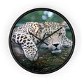Leopard Wall Clock — Relaxed Wild Cat Photo Clock for Safari-Lodge Decor