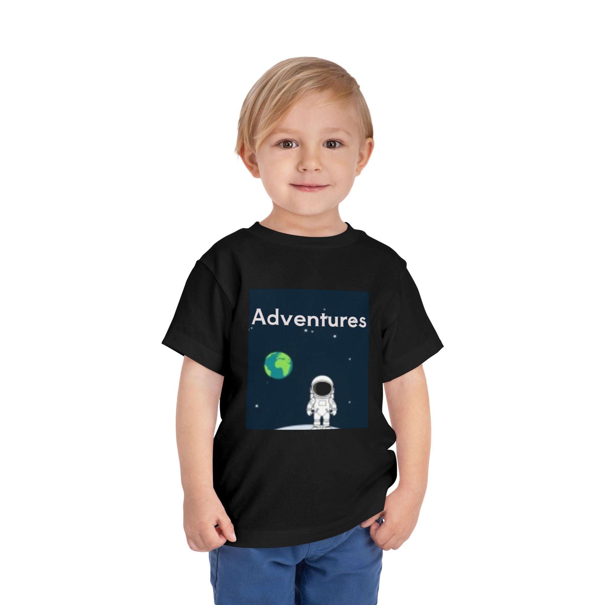 Toddler T-shirt — Adventures Cute Astronaut & Retro Space Rockets Design