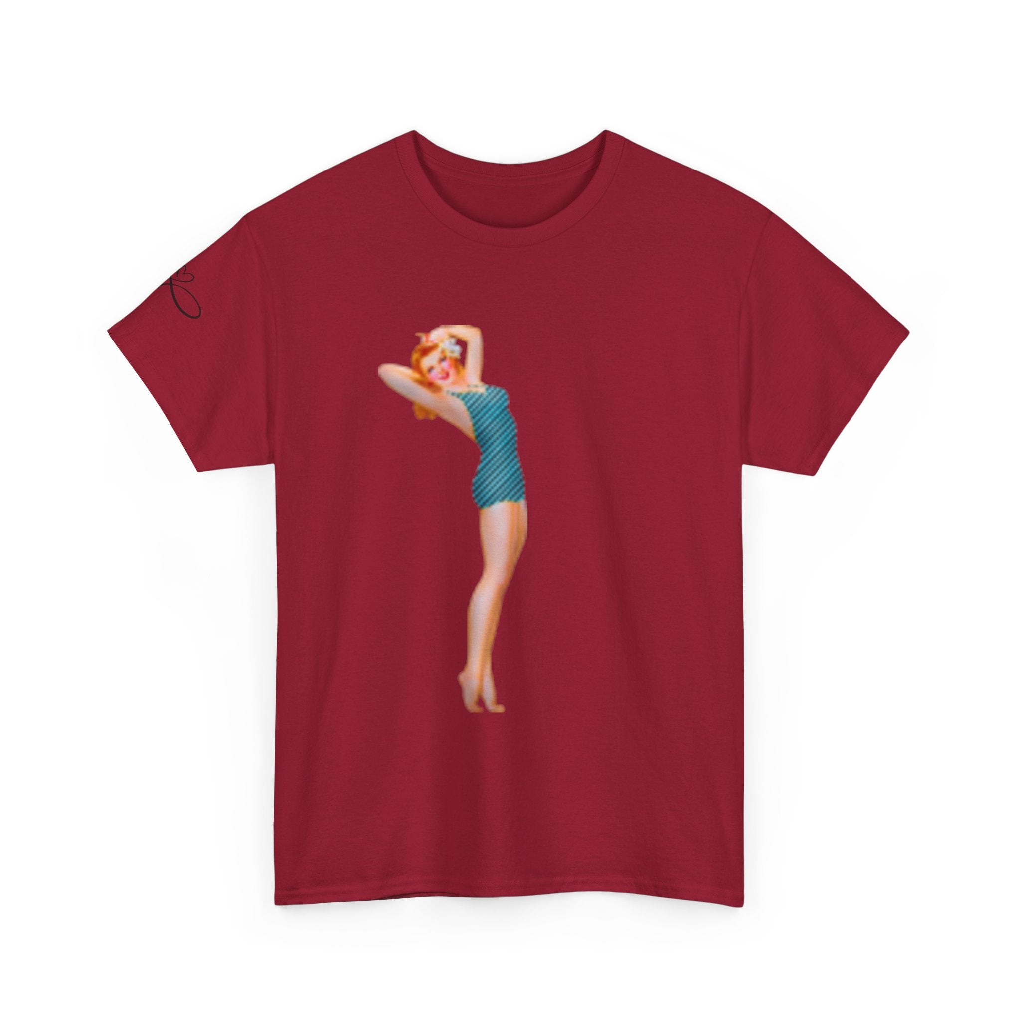 Pinup Girl Graphic T-shirt & Fast Car — Retro 1950s Bathing Beauty T-Shirt