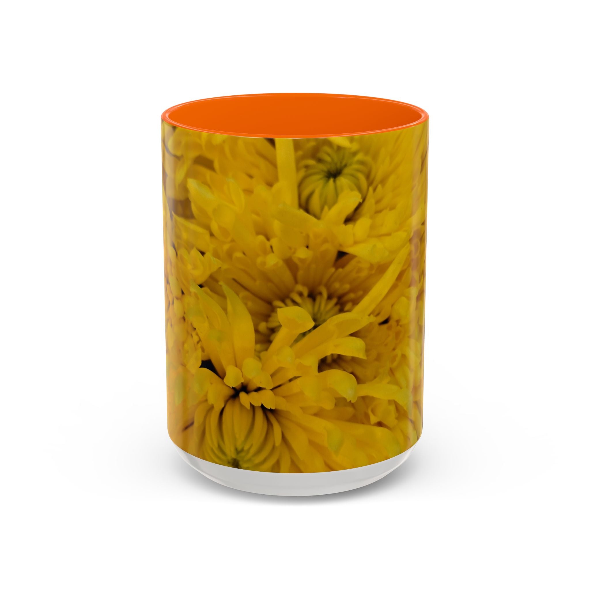 Mug à café motif chrysanthème jaune — Tasse à thé florale 11/15oz