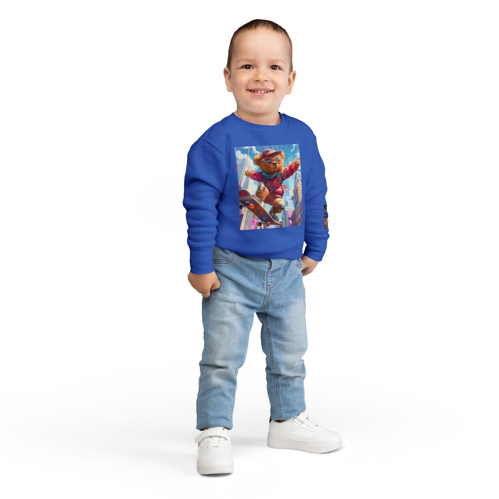 Toddler Sweatshirt — Skateboarding Bear Graphic Pullover