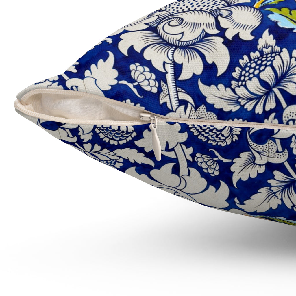 Floral William Morris–Style Navy Decorative Pillow