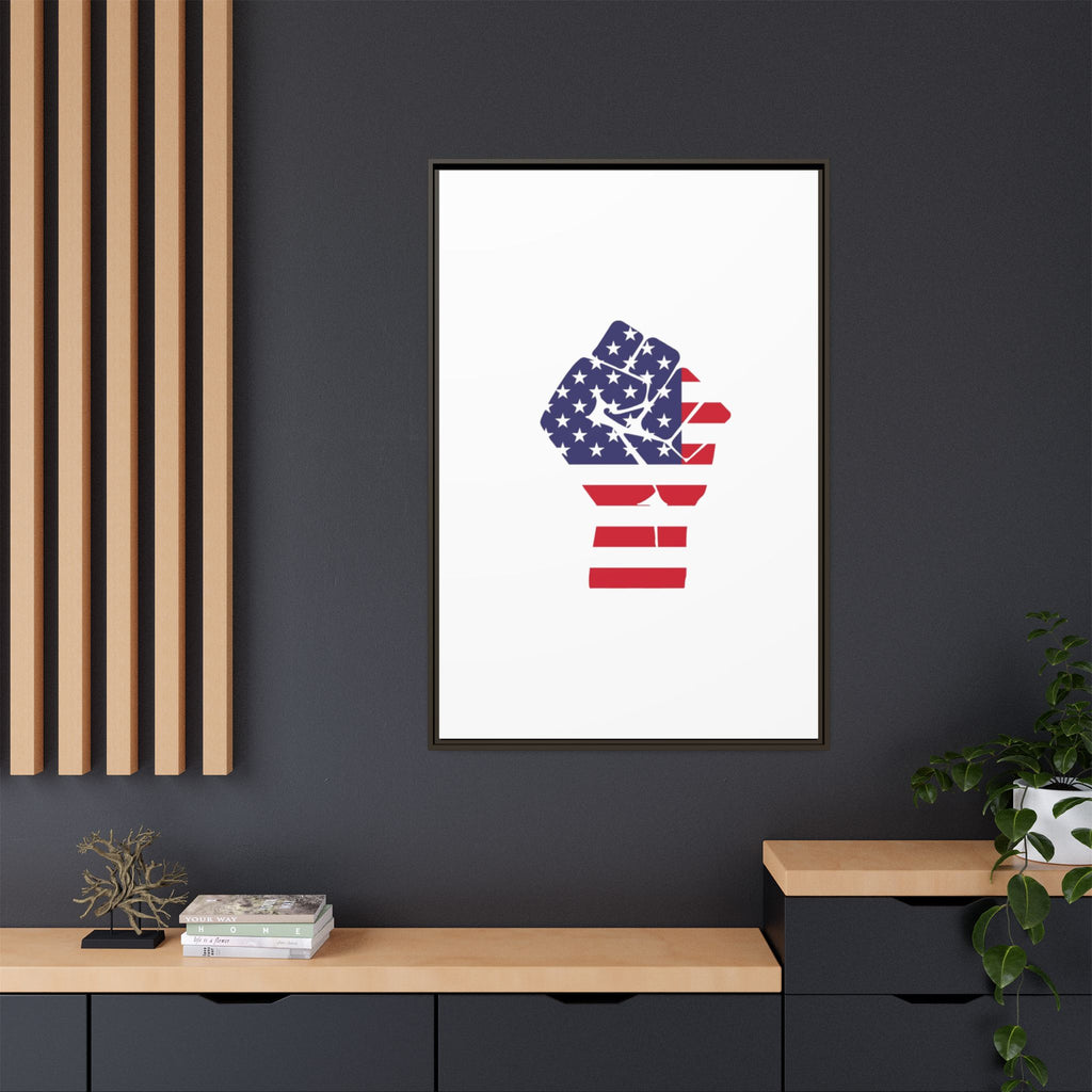 Framed Canvas Print – American Flag Fist Wall Art