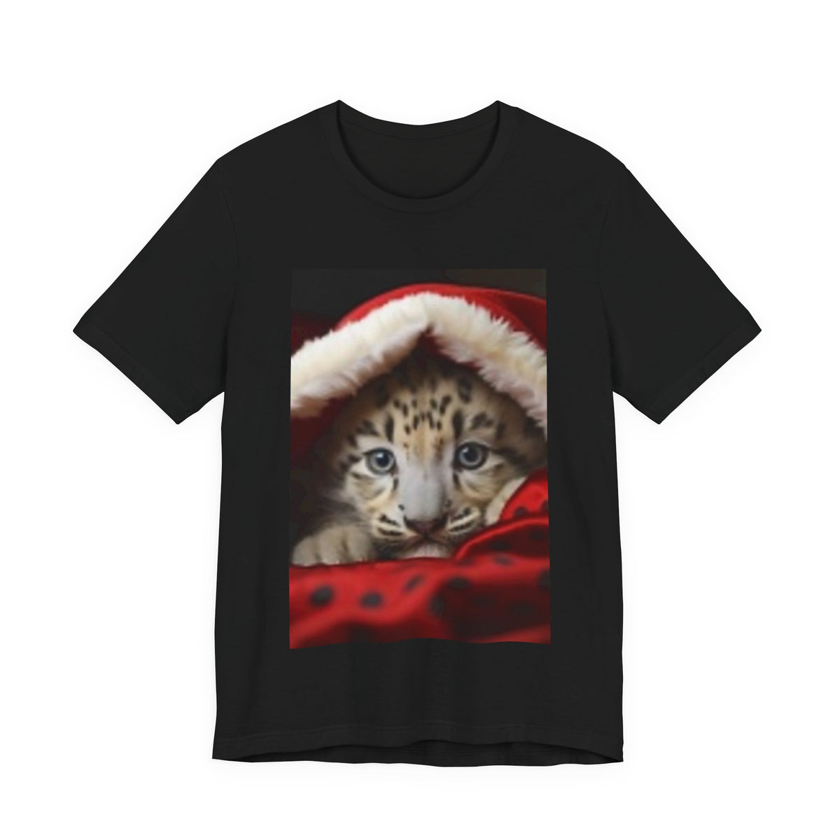 Christmas Snow Leopard Cub T-Shirt — Cute Holiday Cat Tee