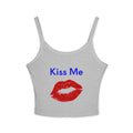 Kiss Me Lip Print Tank Top — Women's Spaghetti Strap Crop