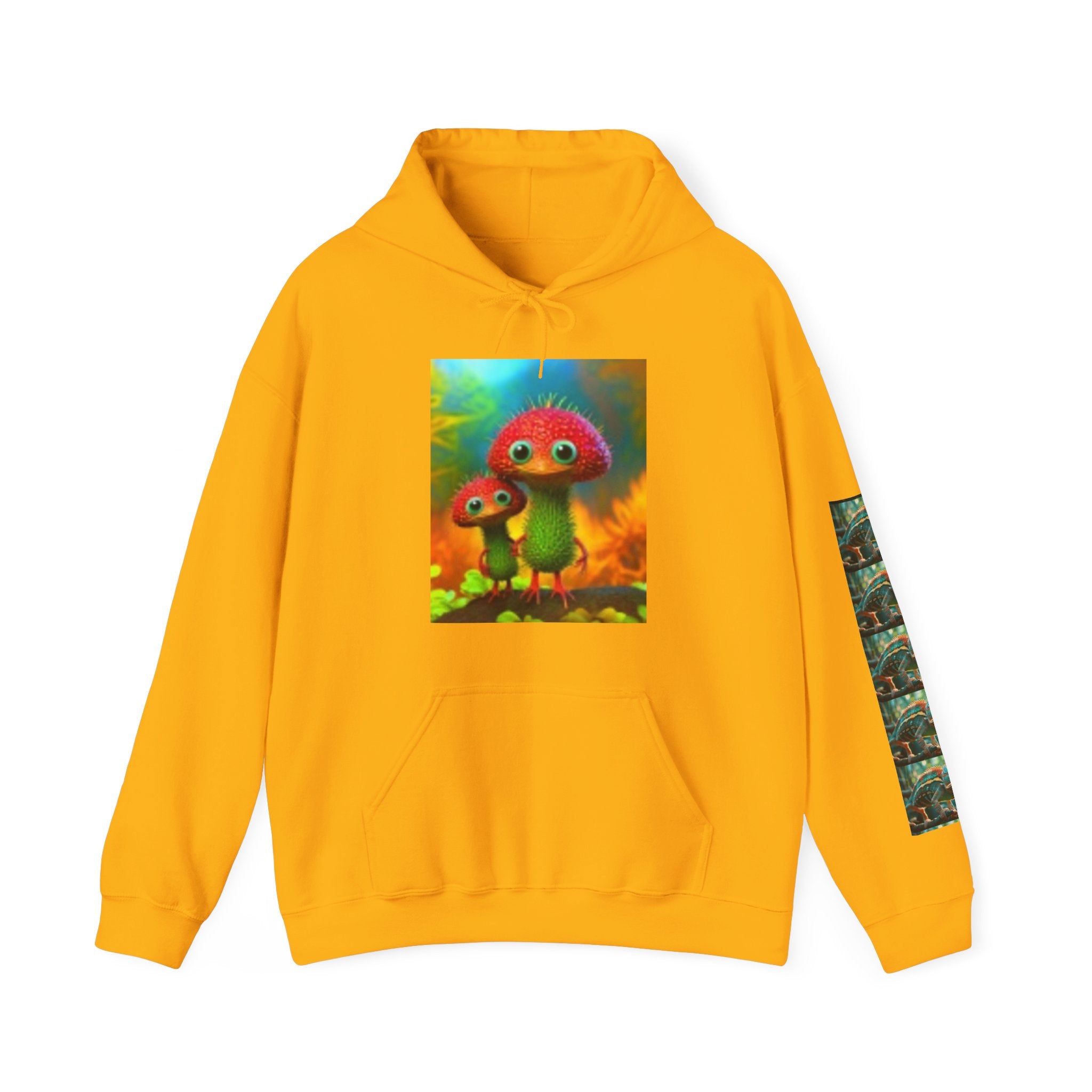 Sweat à capuche « Créatures de champignons psychédéliques » — Pull d'art fractal coloré