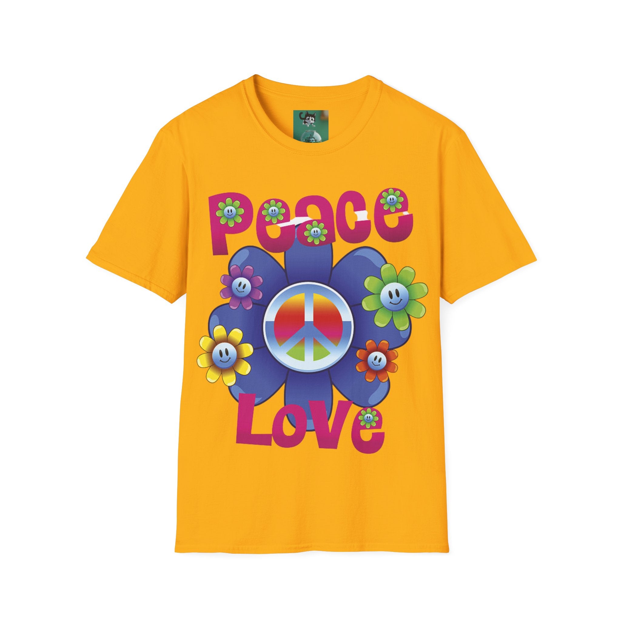 T-shirt Chien Rétro Fleur Lunettes de Soleil "Peace & Love"