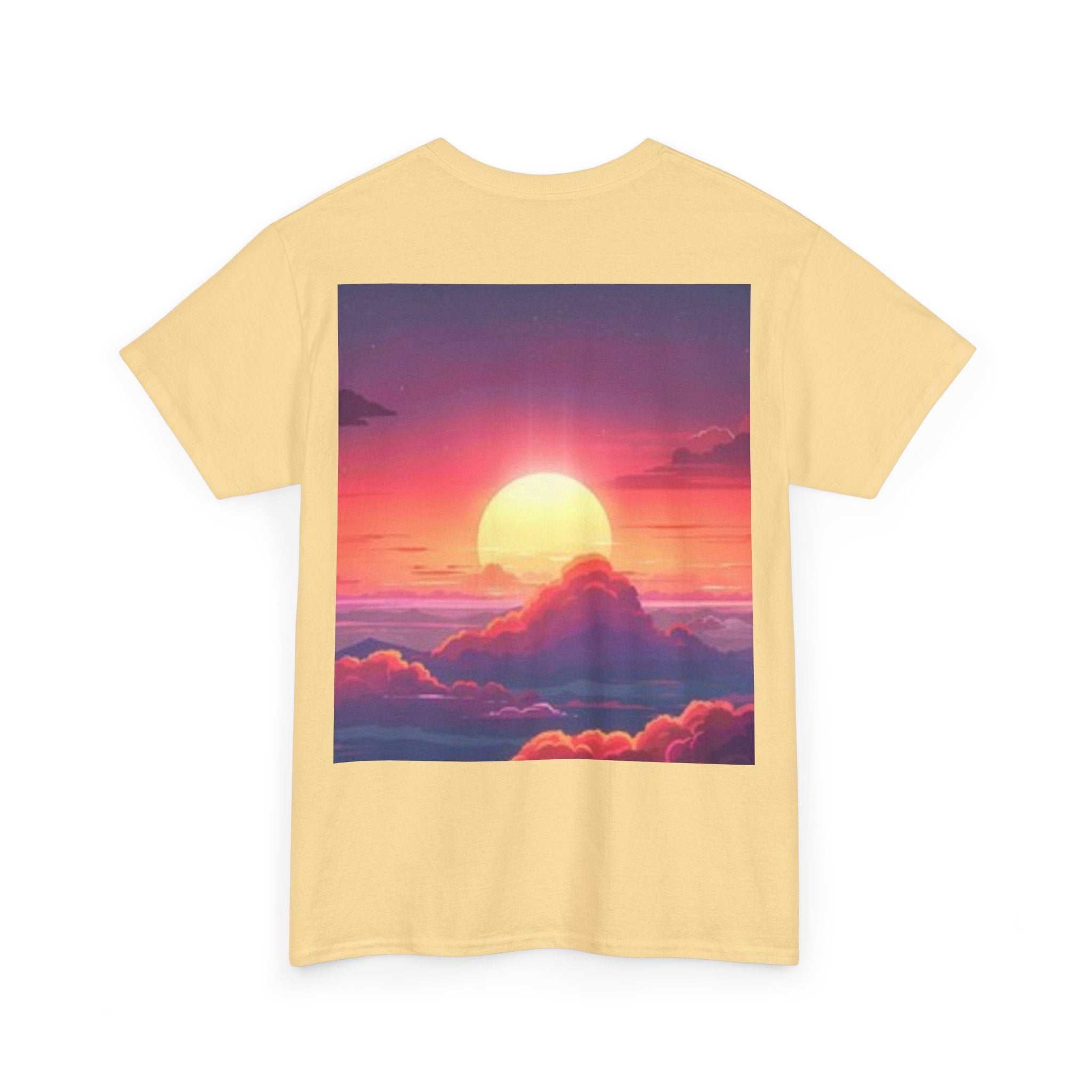 Mythic Sunset Portrait Tee — Artistic Goddess & Vibrant Sunset Graphic T-Shirt