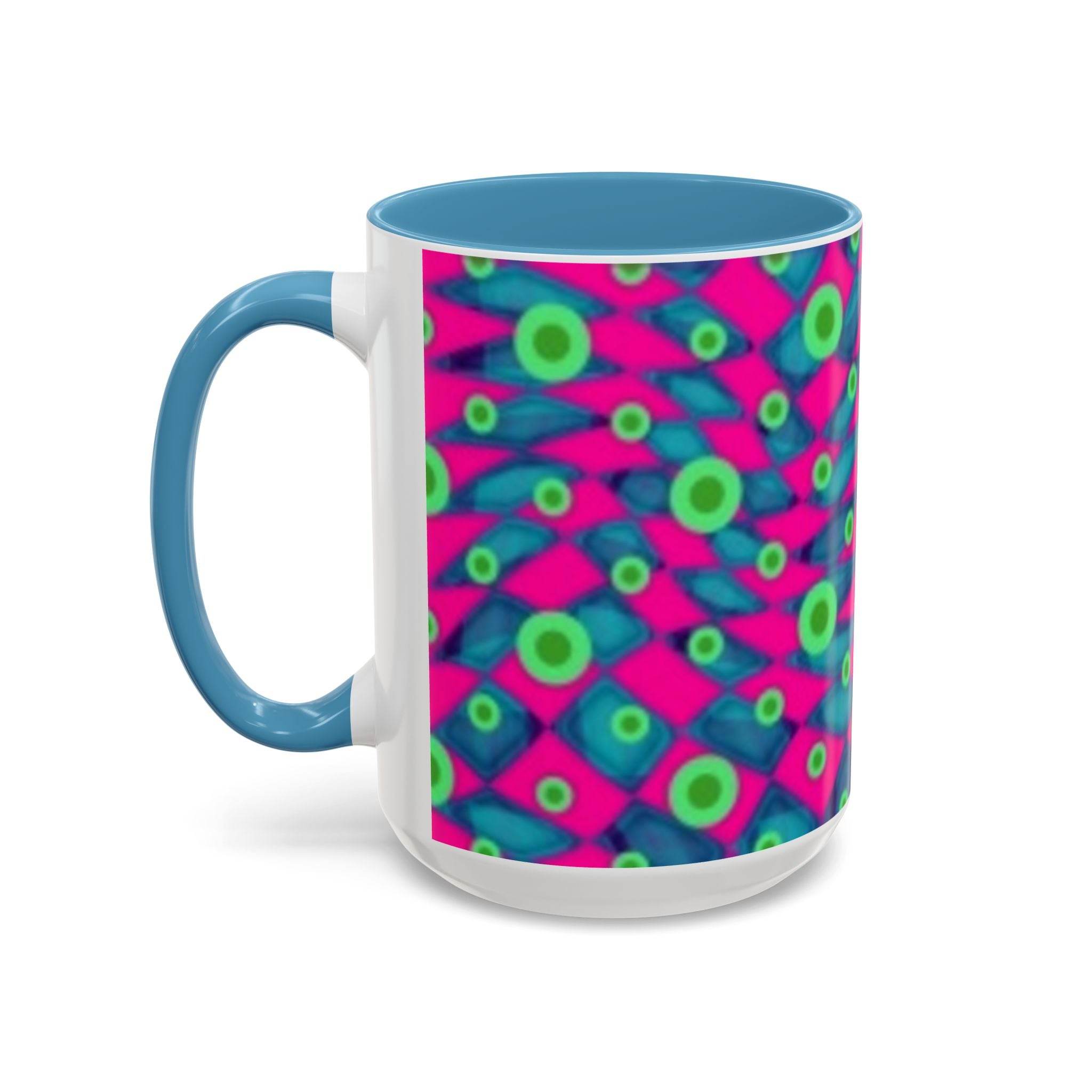 Abstract Neon Pattern Coffee Mug — Vibrant Retro Geometric Accent Mug (11/15oz)