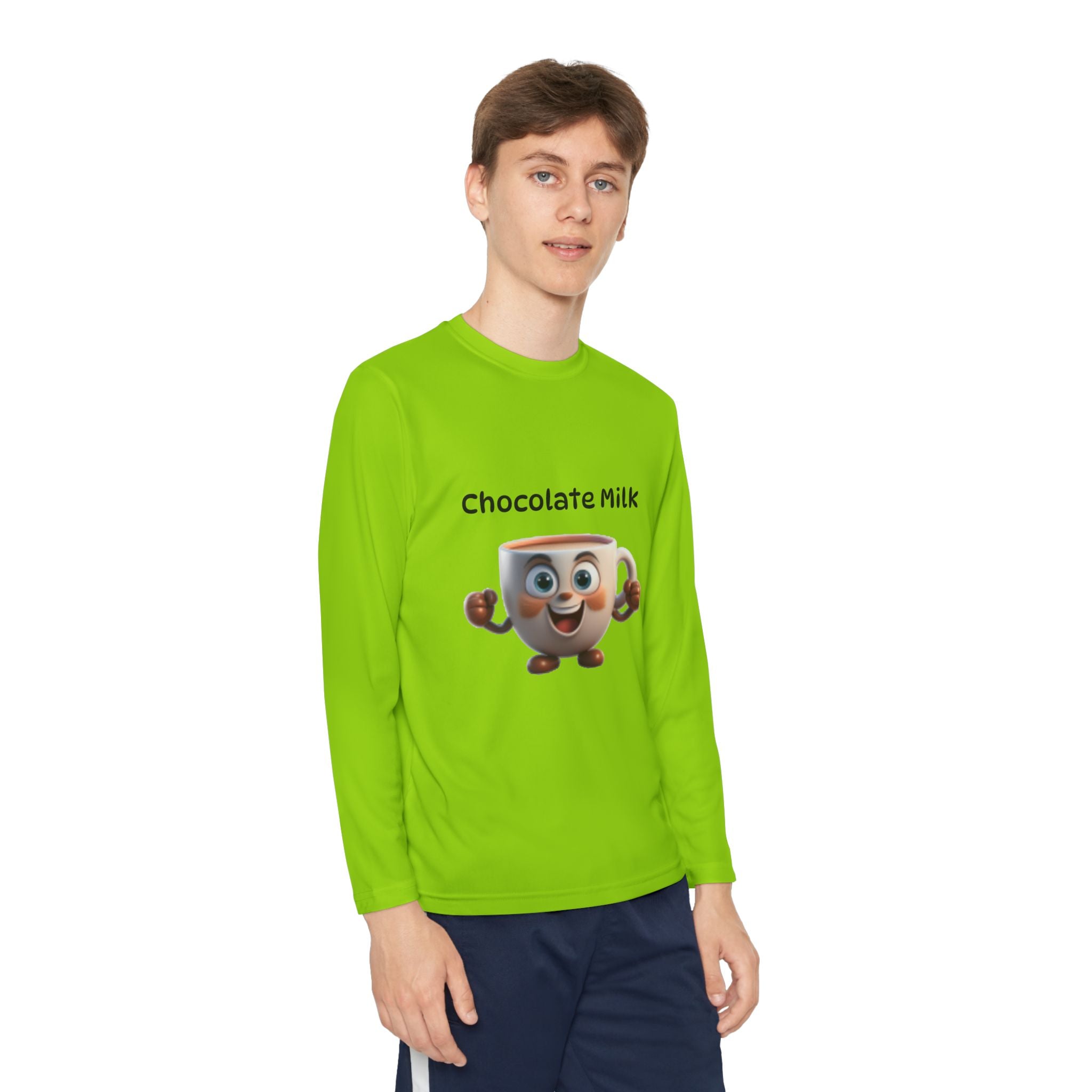 Kids Long Sleeve Tee — Smiling Cartoon Coffee Cup Graphic