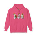 Women's Cute Cat Trio Hoodie – Whimsical Orange & Black Cat Graphic Pullover