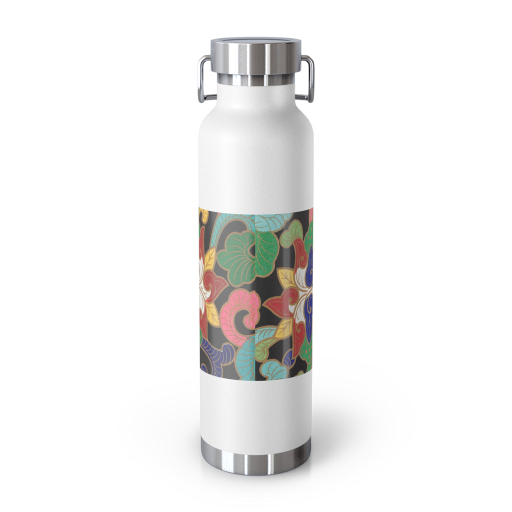22oz Insulated Water Bottle — Colorful Floral Swirl Pattern