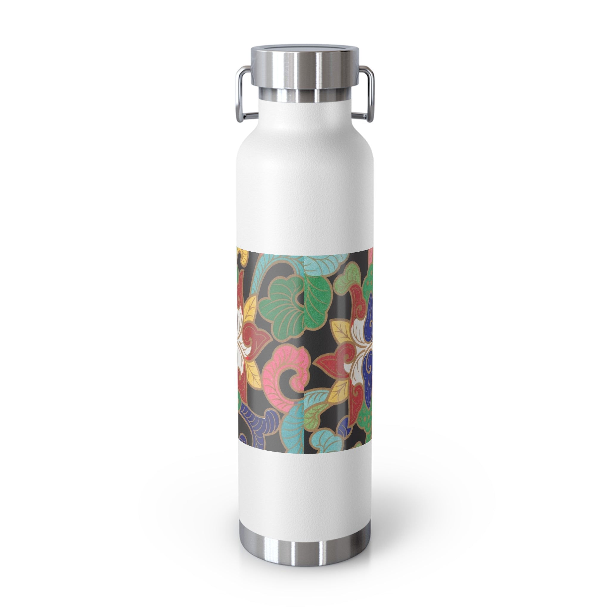 22oz Insulated Water Bottle — Colorful Floral Swirl Pattern