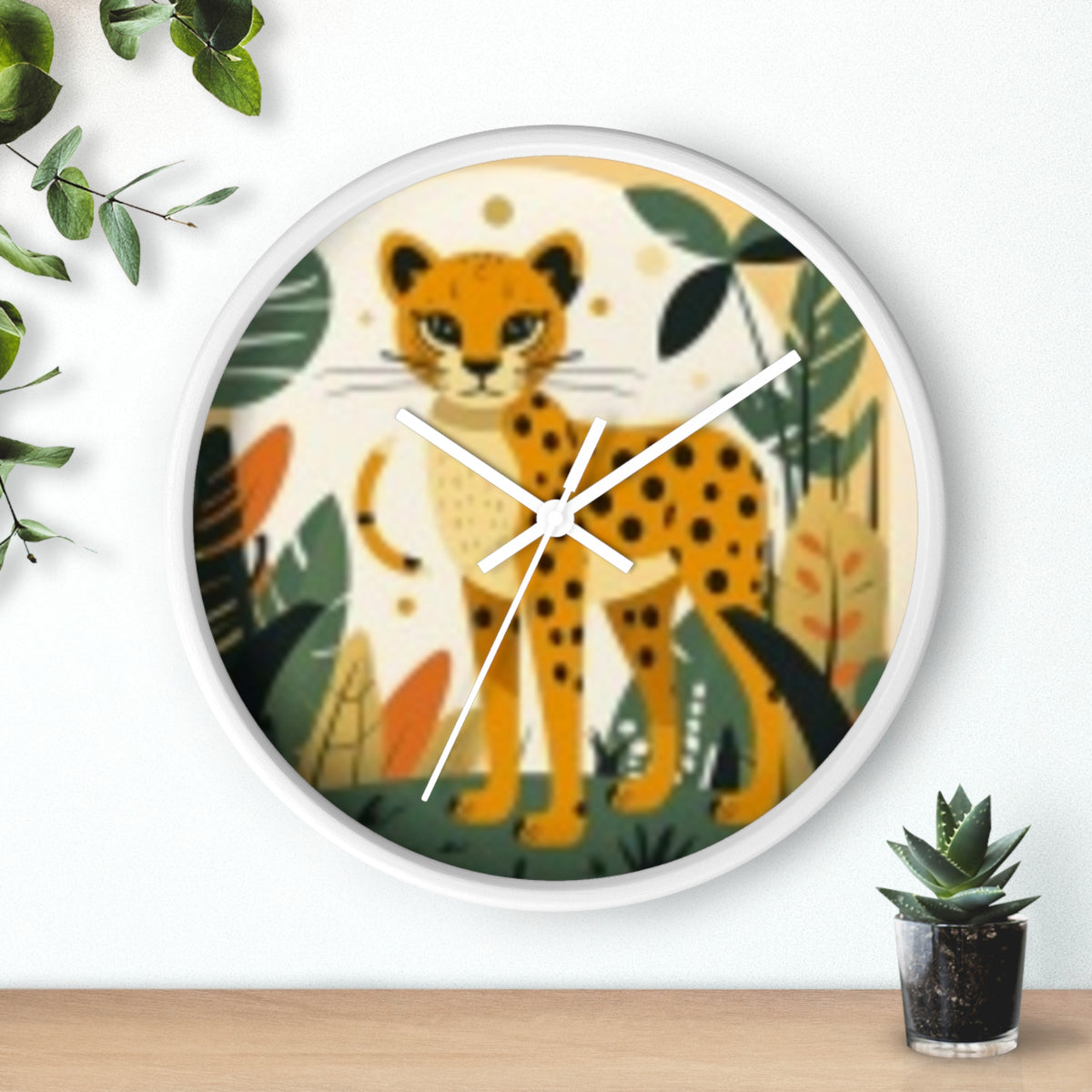Cheetah Jungle Wall Clock — Cute Safari Nursery & Children  Decor