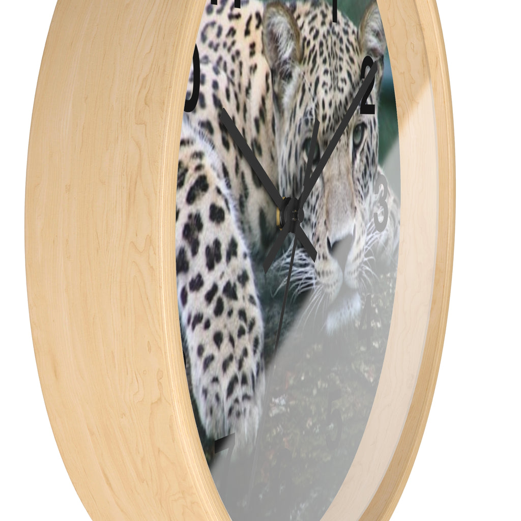 Leopard Wall Clock — Relaxed Wild Cat Photo Clock for Safari-Lodge Decor