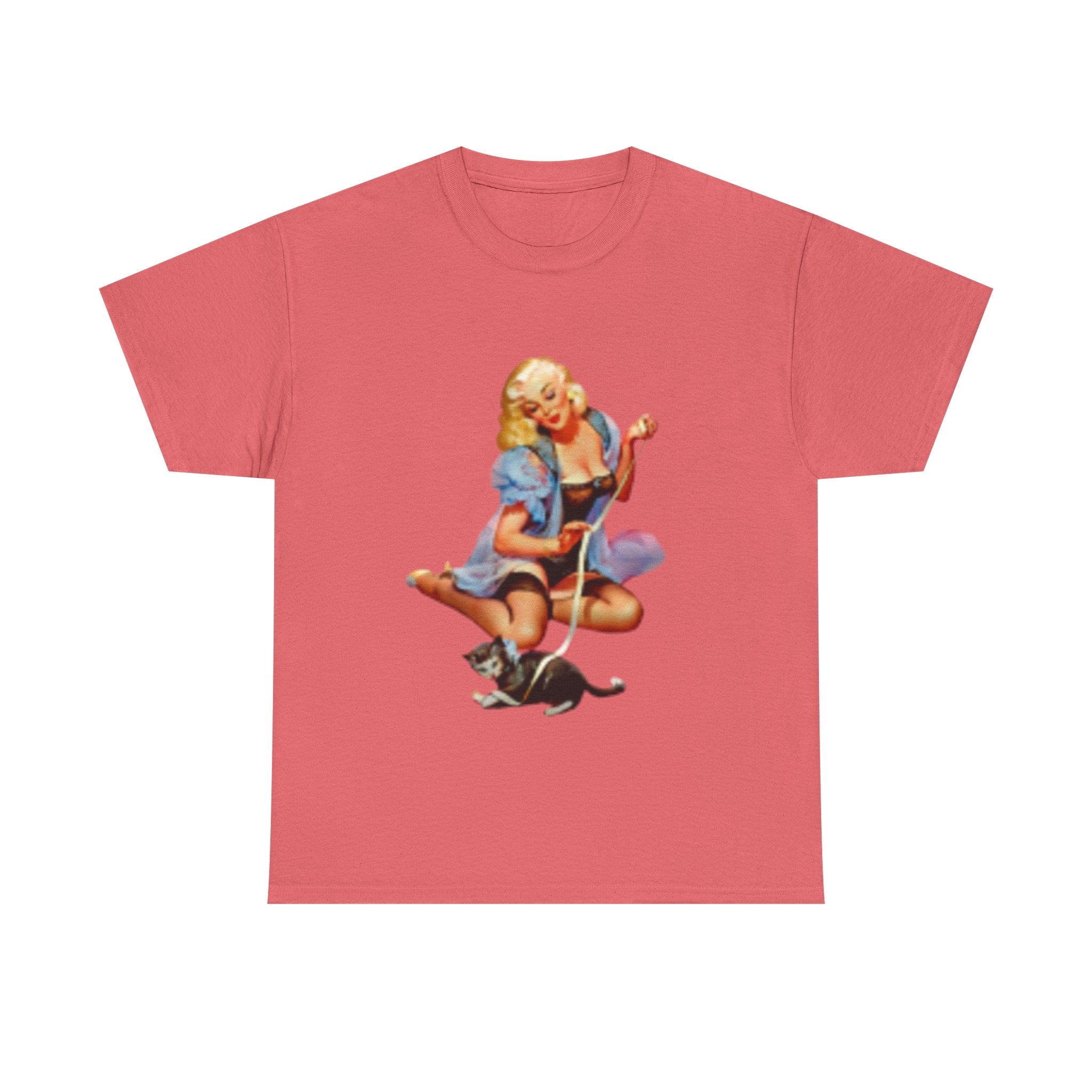Pin-Up Girl with Cat T-Shirt