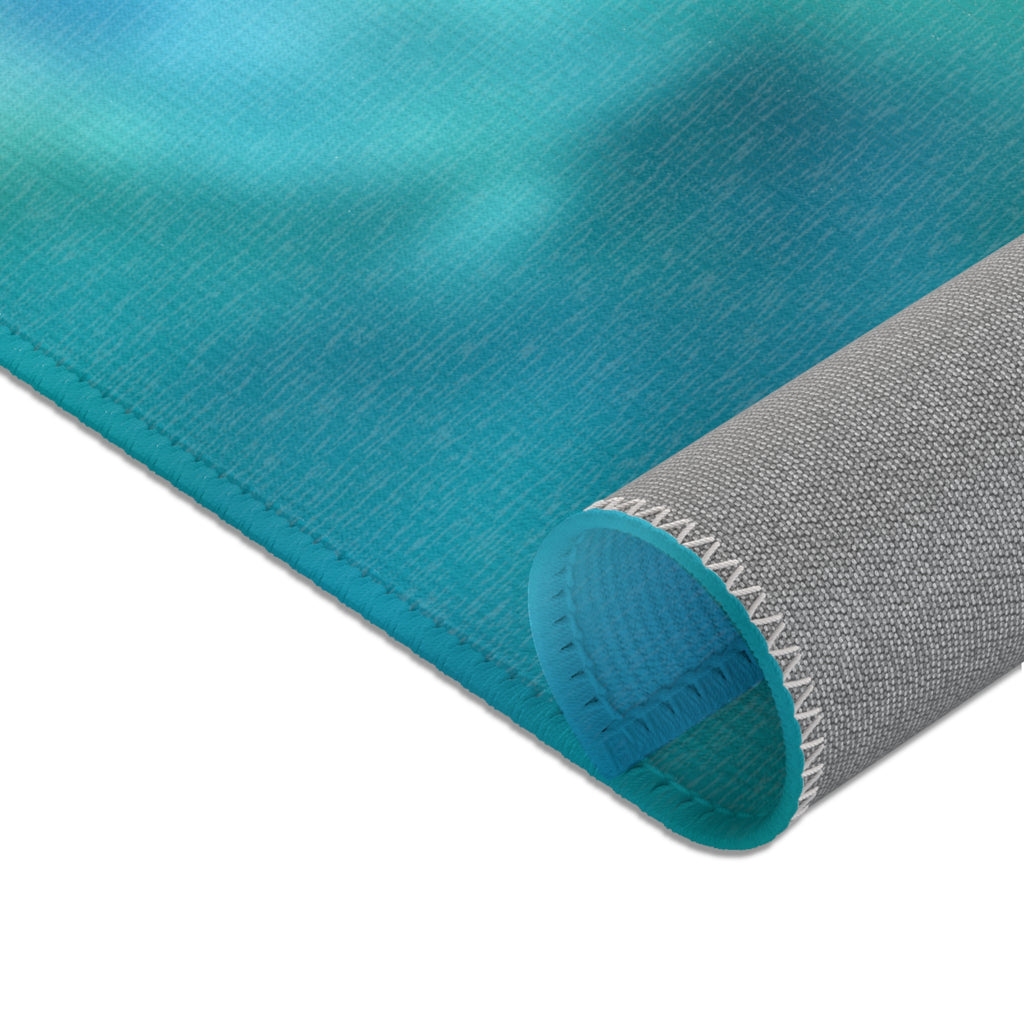 Vibrant Watercolor Area Rug — Colorful Abstract Blue Pink Green Floor Mat