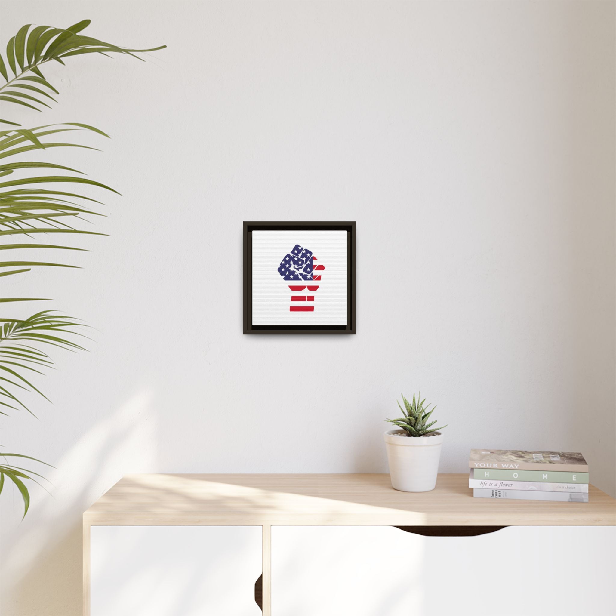 Framed Canvas Print – American Flag Fist Wall Art