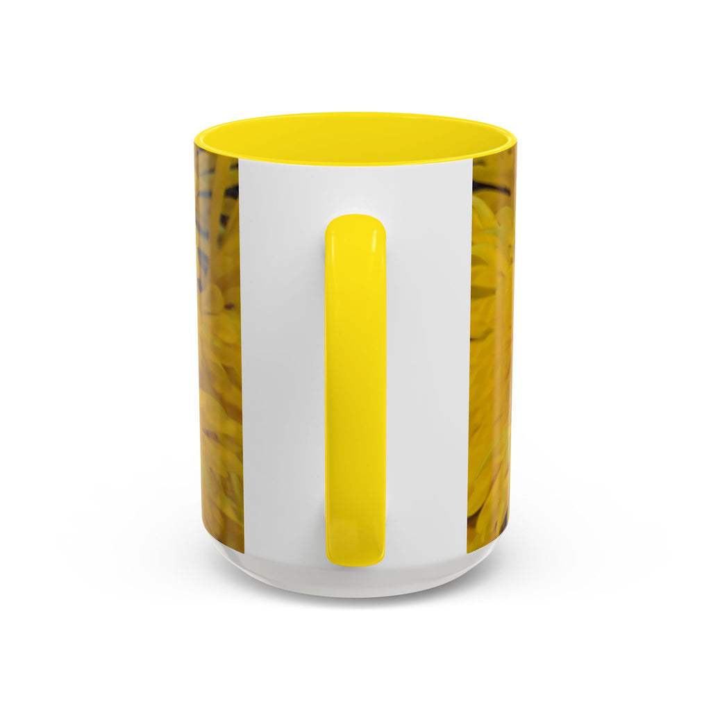 Yellow Chrysanthemum Accent Coffee Mug — Floral 11/15oz Tea Cup