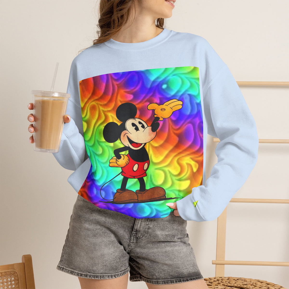 Mickey Mouse Rainbow Colors Unisex Heavy Blend Crewneck Sweatshirt