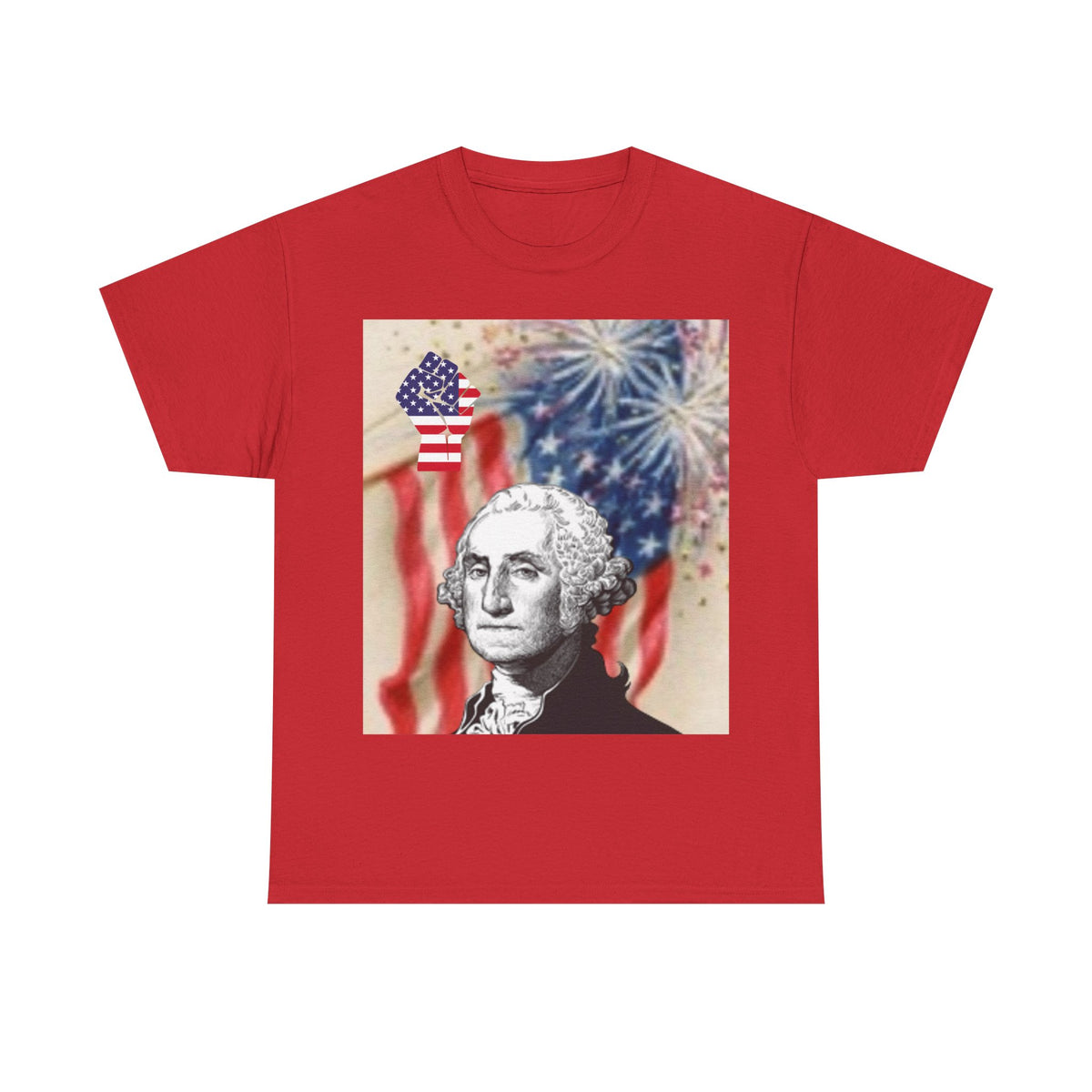 Patriotic George Washington & Facts Tee — American Flag & Fireworks 4th of July Shirt