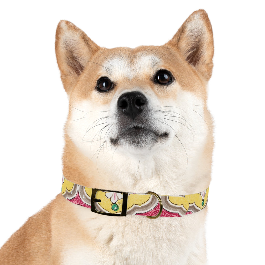 Floral Paisley Dog Collar — Pink Vintage Swirl Pattern