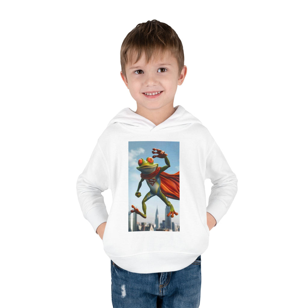 Superhero Frog Toddler Hoodie — Cute Cape Frog Graphic Pullover