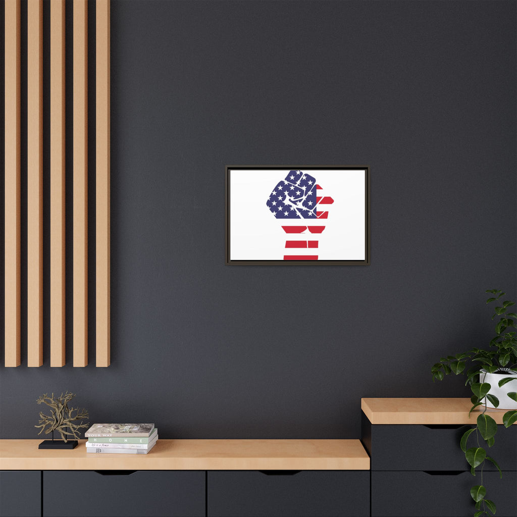 Framed Canvas Print – American Flag Fist Wall Art
