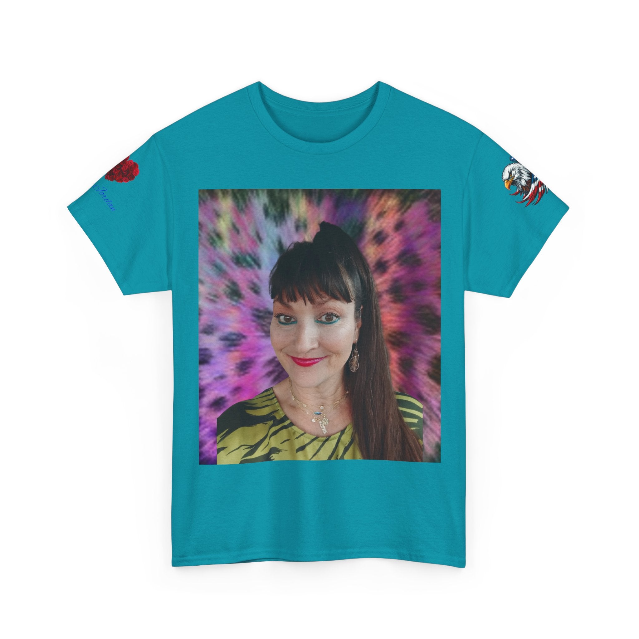 Mary Jordan Colorful Animal Print Patriotic Heart T-shirt