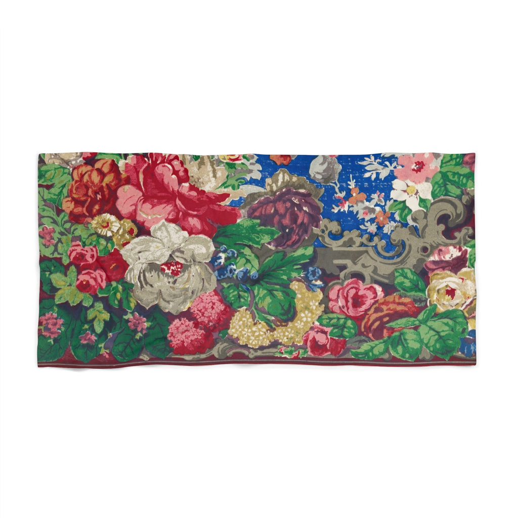 Vintage Floral Beach Towel – Bold Garden Print Summer Towel