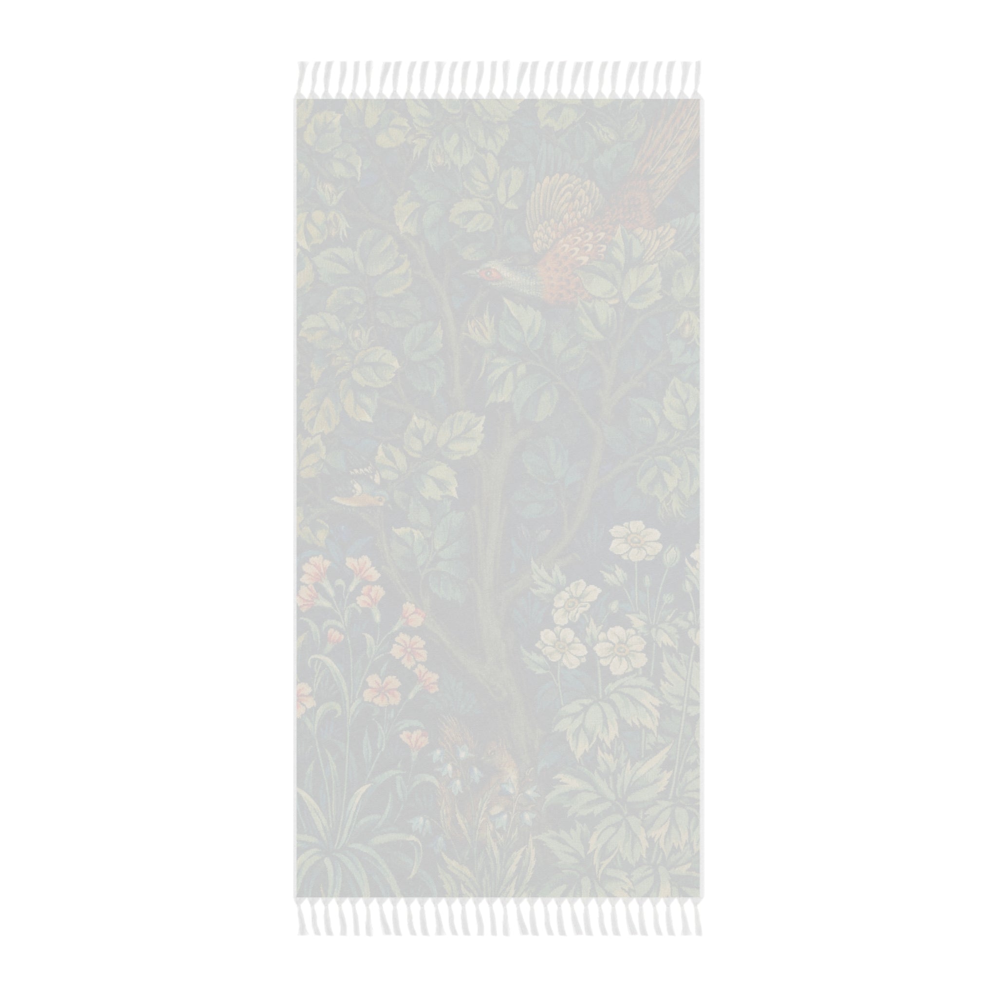 Boho Beach Towel — Vintage Floral & Bird Turkish Peshtemal
