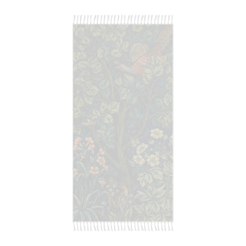 Boho Beach Towel — Vintage Floral & Bird Turkish Peshtemal