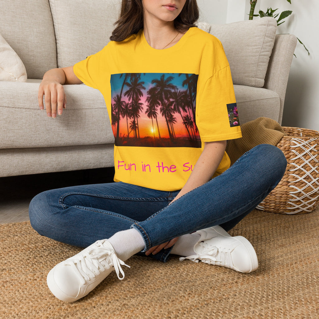 Sunset Palm Beach T-Shirt — Tropical Sunset Graphic Tee