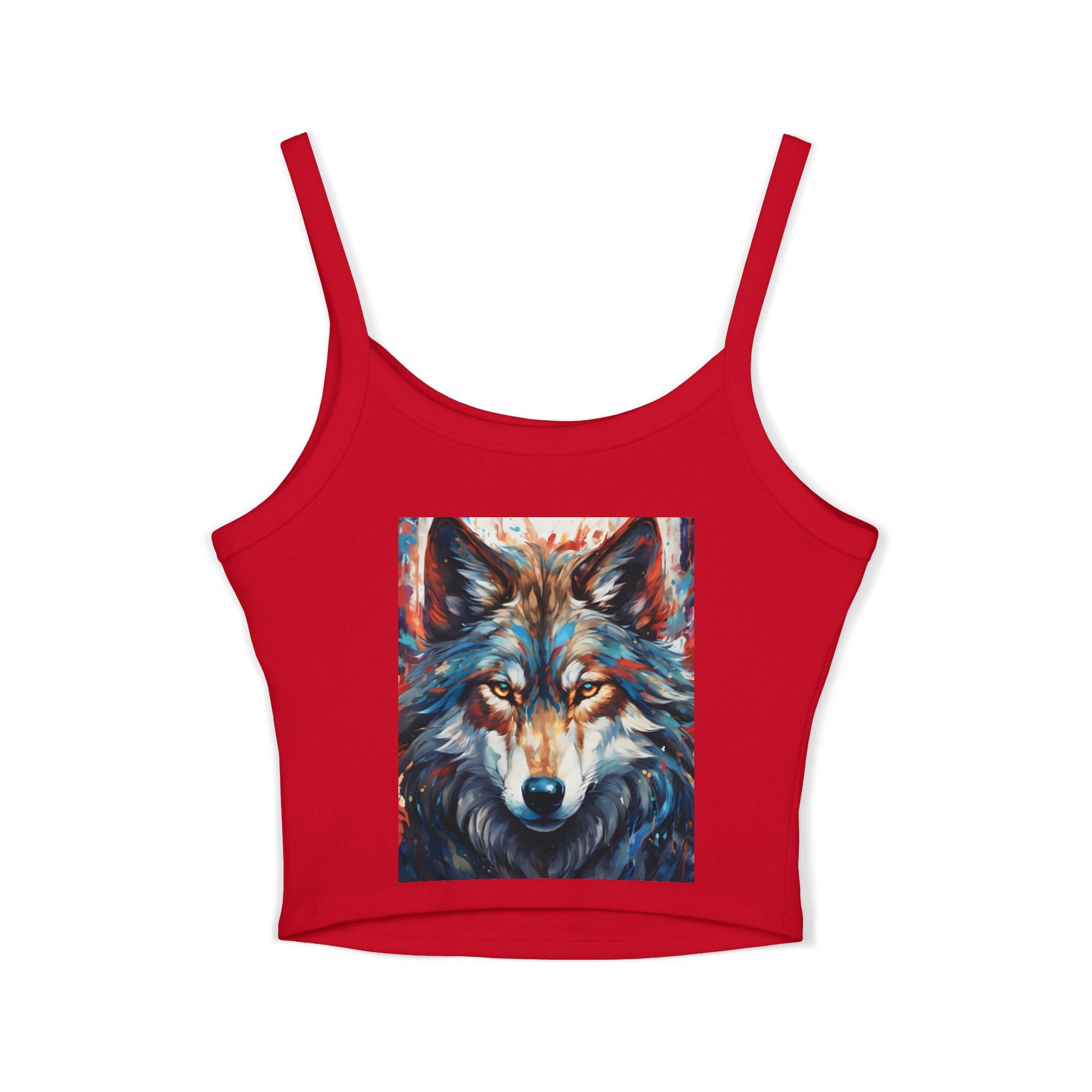 Wolf Spirit Crop Tank — Boho Native-Inspired Women's Spaghetti Strap Top