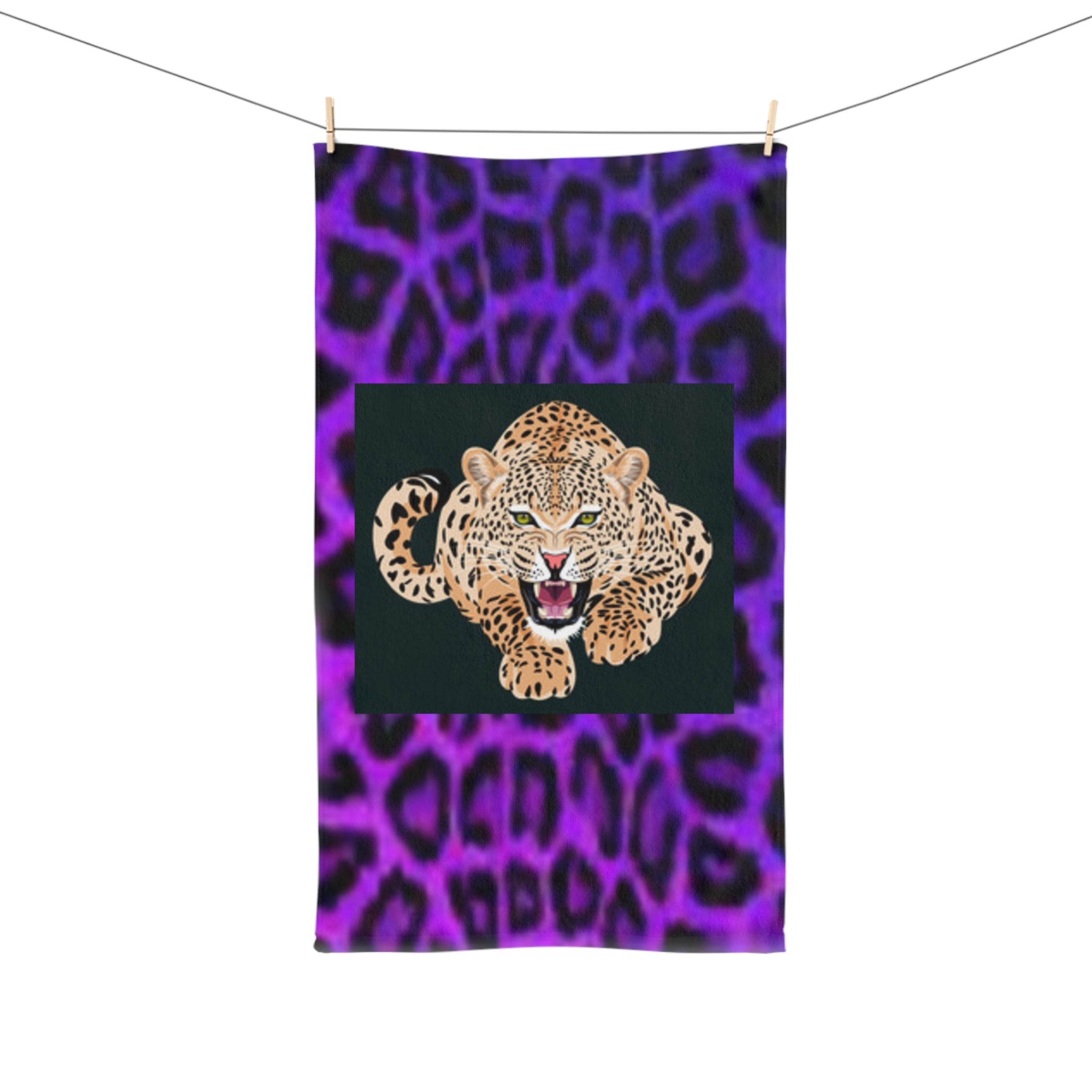 Leopard Purple Leopard-Print Hand Towel
