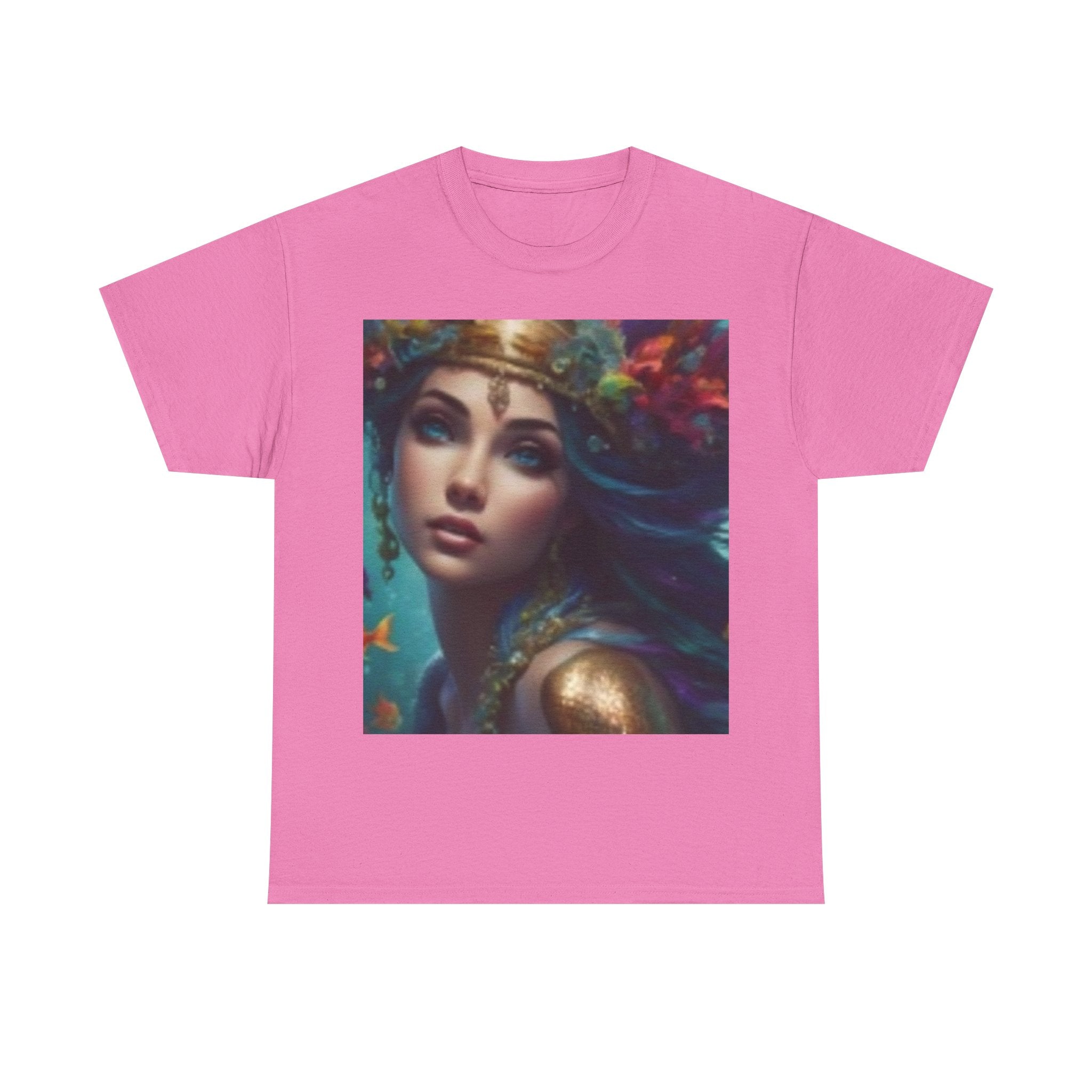 T-shirt Portrait Coucher de Soleil Mythique — T-shirt Graphique Déesse Artistique & Coucher de Soleil Vibrant