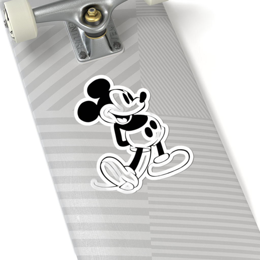 Vintage Cartoon Mouse Sticker — Retro Black & White Kiss-Cut Decal for Laptops, Water Bottles, and Scrapbooks
