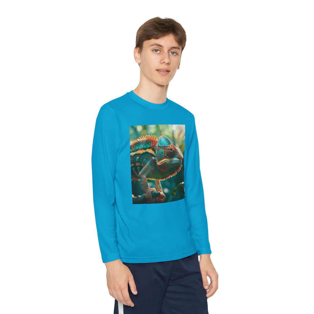Youth Long Sleeve Tee — Tropical Chameleon Graphic