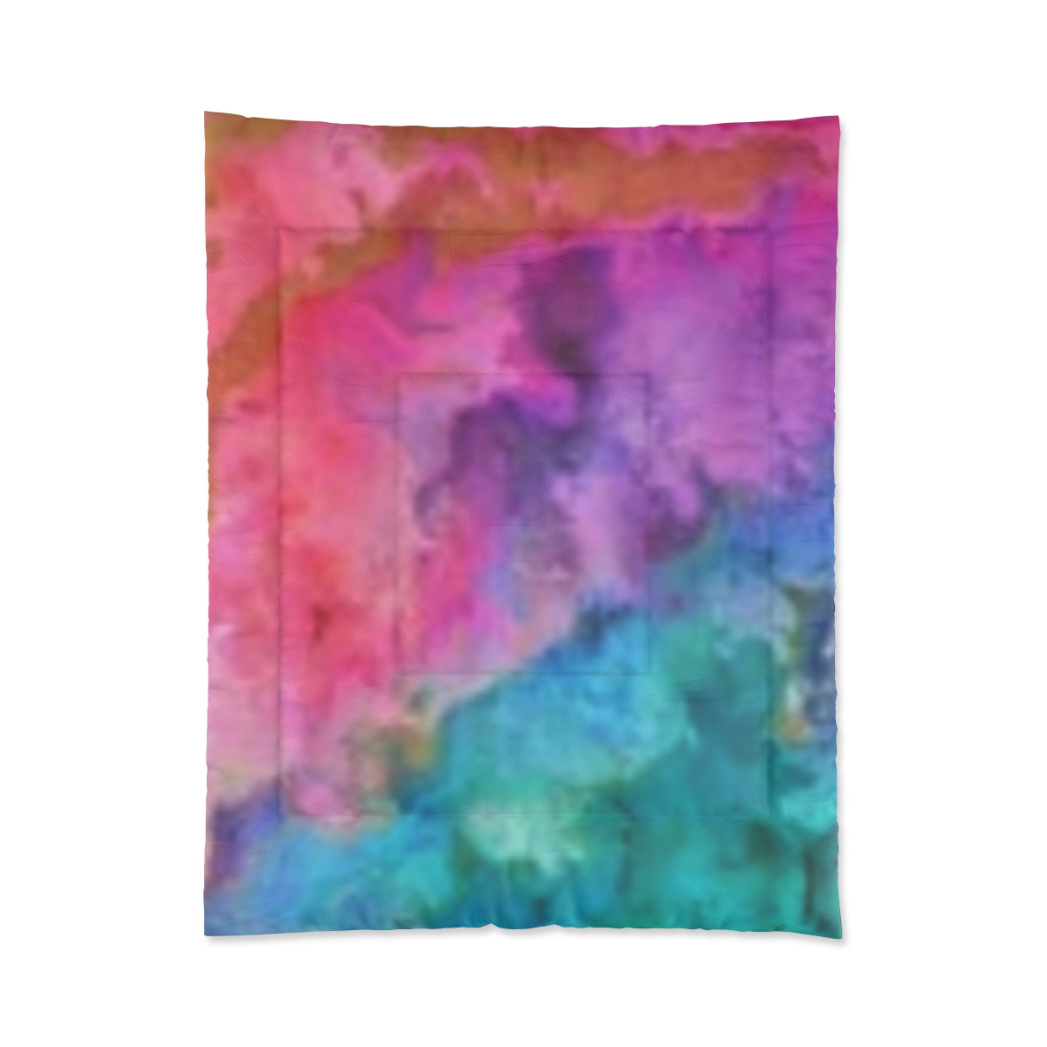 Abstract Rainbow Watercolor Comforter - Vibrant Tie-Dye Bedding