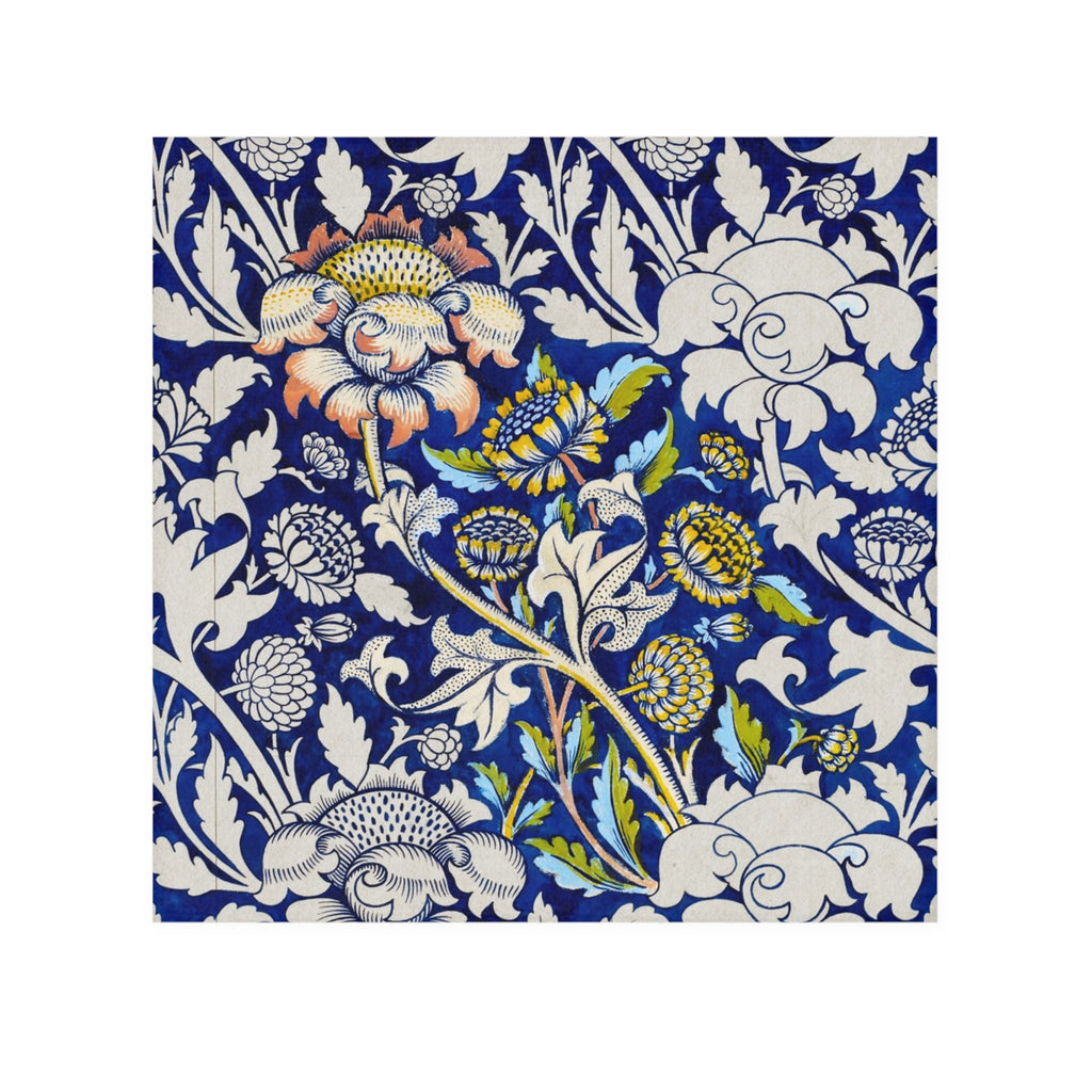 Floral Blue Pattern Face Towel — Vintage Botanical Design
