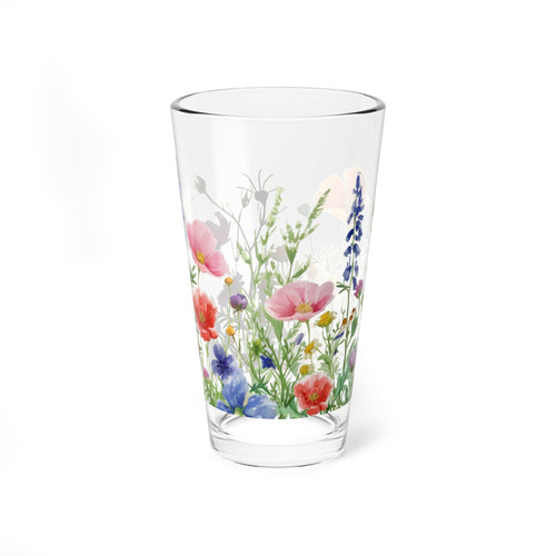 16oz Floral Mixing Glass — Wildflower Cocktail & Bar Shaker Glass