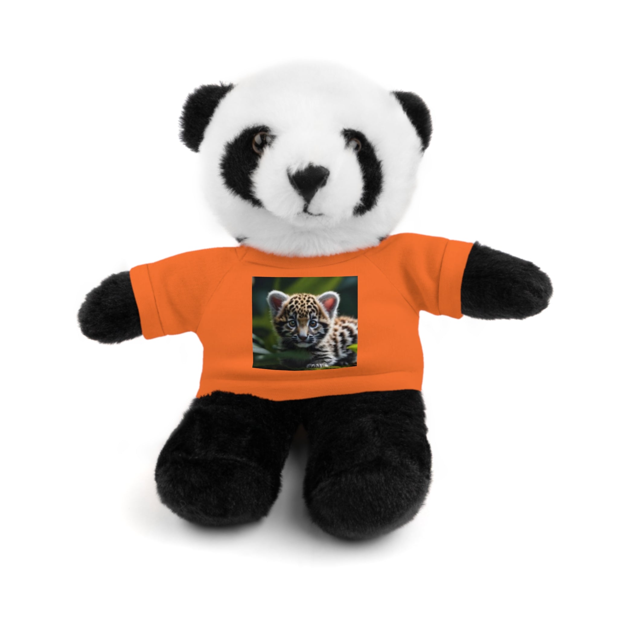 Plush Teddy Bear with Leopard Cub Tee — Cute Animal Gift for Kids & Wildlife Lovers