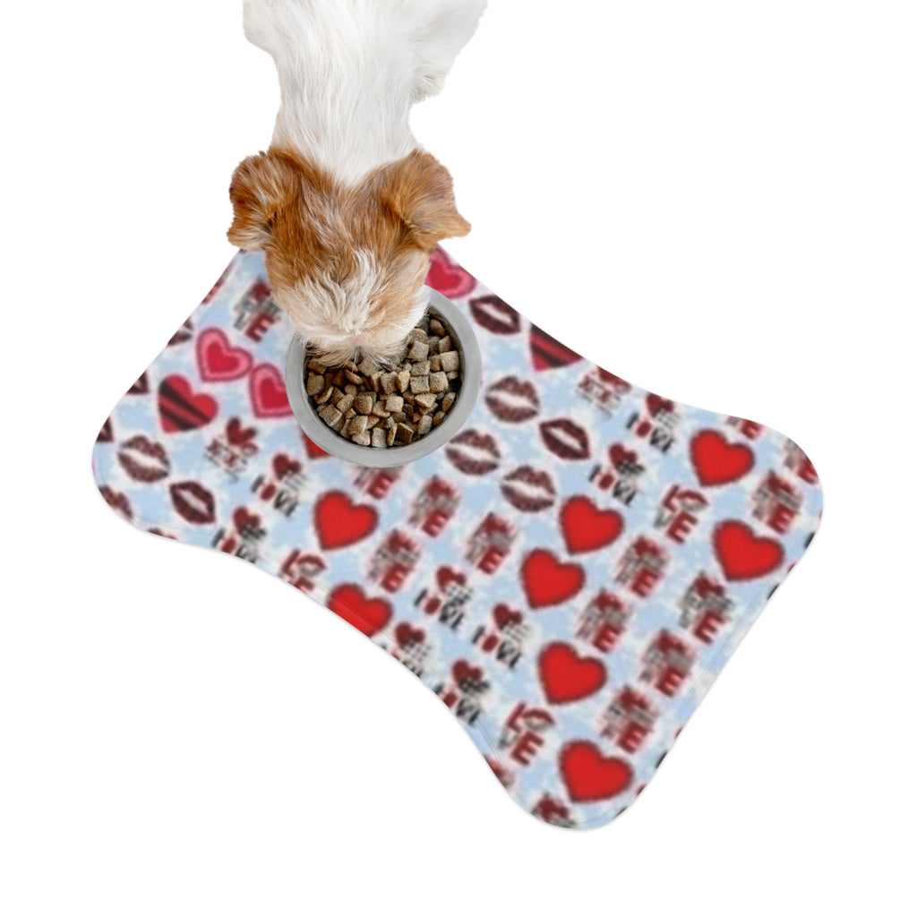 Valentine Hearts Pet Feeding Mat — Cute Love Pattern Placemat for Dogs & Cats