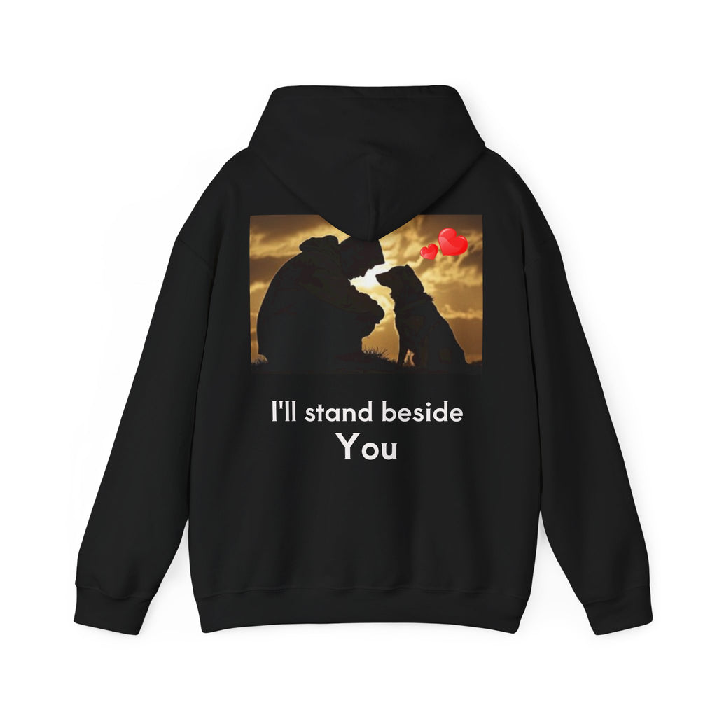 Hoodie — I'll stand beside You Silhouette of Person & Dog at Sunset Graphic Back Print